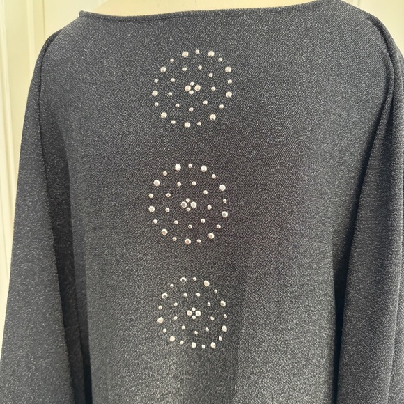 Misook Small Black Studded Cape Dress ~ Metallic Oversized Modern Cocktail - Picture 3 of 9